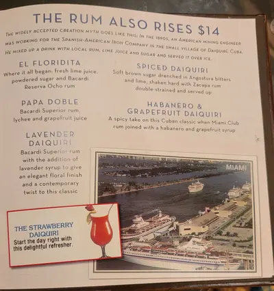 Rum also rises drink menu