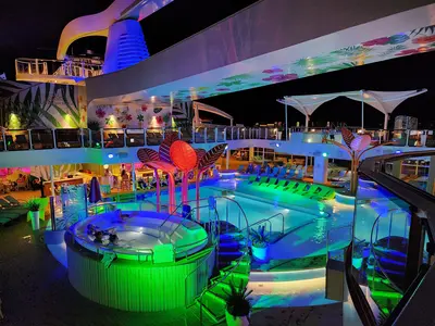 Odyssey of the Seas pool at night