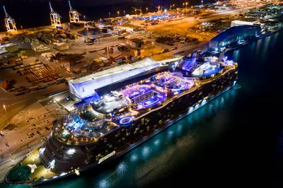 Night aerial photo Symphony of the Seas