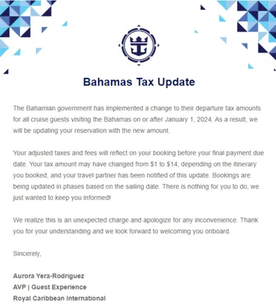 Bahamas tax update email