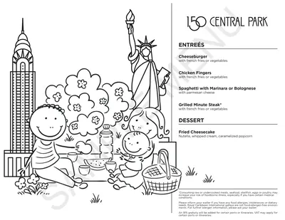 150 Central Park kids menu