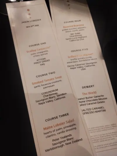 Chef's Table menu