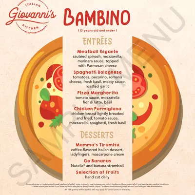 Giovanni's Italian Kitchen kids menu