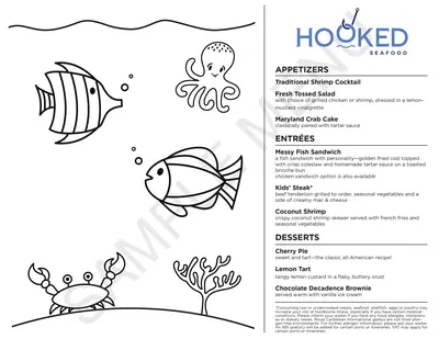 Hooked kids menu