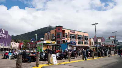 busy cruise port in Ketchikan