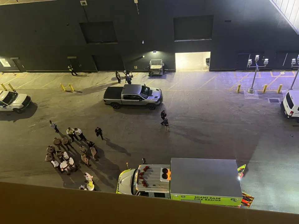 Ambulance waiting at pier