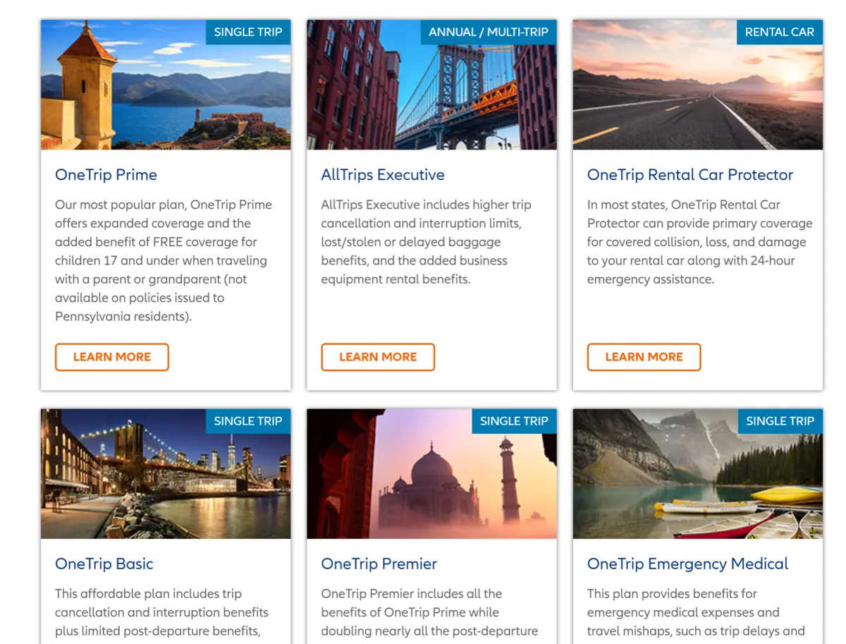 Travel insurance plans