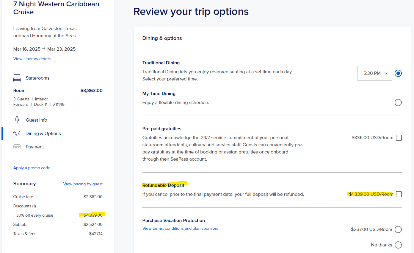 Refundable Deposits Removing Discounts Royal Caribbean Discussion 
