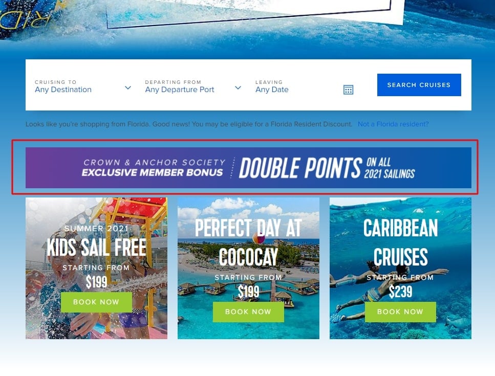 royal caribbean cruise double points