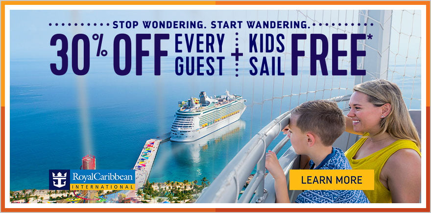 Royal Caribbean offering 30% off every guest and kids sail free during