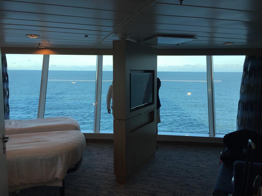 Photo tour of Royal Caribbean Larger Panoramic Ocean View stateroom on