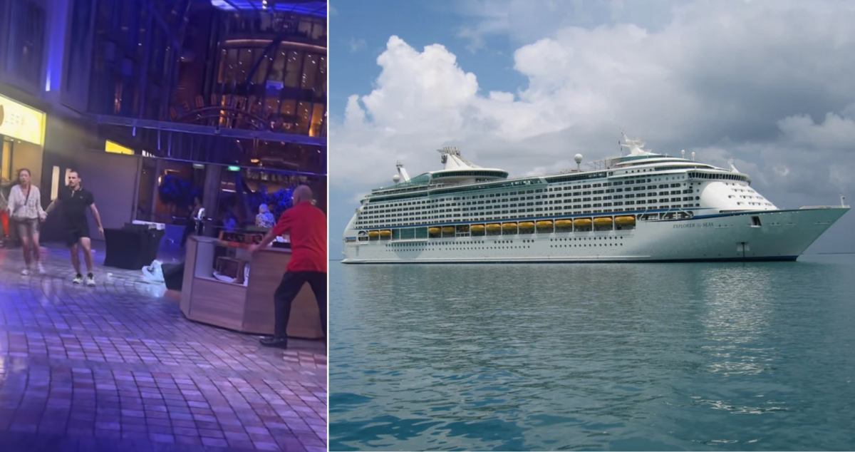 A Royal Caribbean Cruise Ship Tilted Sideways With Passengers Onboard