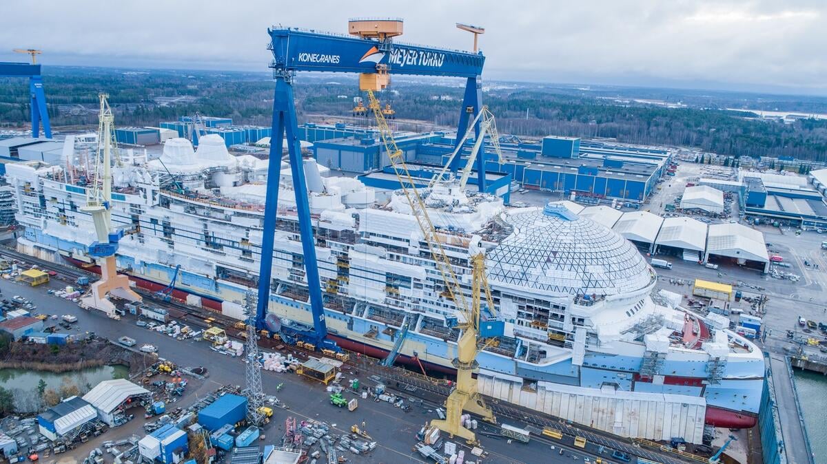 New Icon Of The Seas Aerial Construction Photos With AquaDome Installed ...