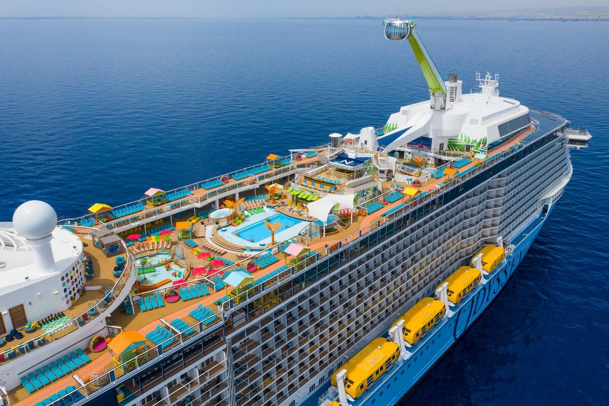 Odyssey Of The Seas Guide Review Royal Caribbean Blog   Odyssey Aerial Front Half 