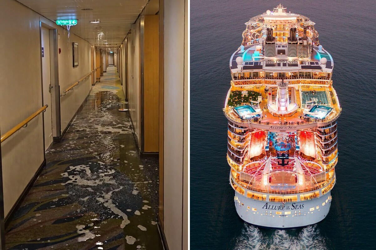 Water leak floods hallway on Royal Caribbean cruise ship