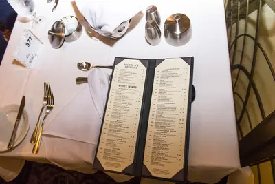 Dining room menu