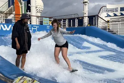 Nicole learning to surf