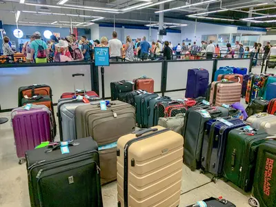 Luggage waiting in cruise terminal