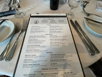 Menu from Wonder of the Seas