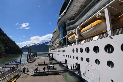 Skagway, Alaska, pier with Serenade of the Seas docked