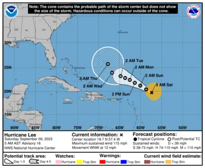 Hurricane Lee forecast