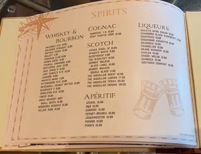 Schooner Bar drink menu