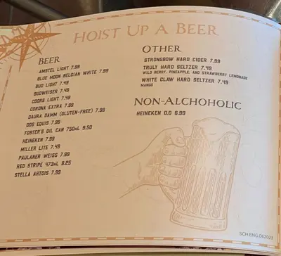 Schooner Bar drink menu