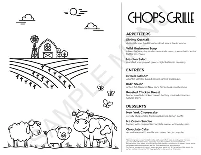 Chops Grille kids menu