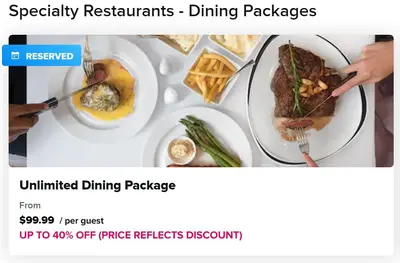 Discounted dining packages