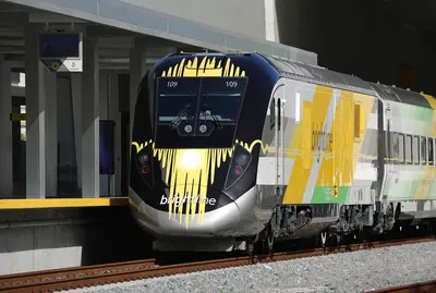 Brightline train in the station