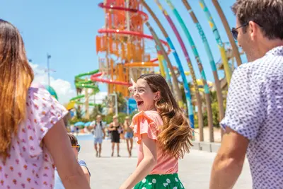 Family at entrance to CocoCay