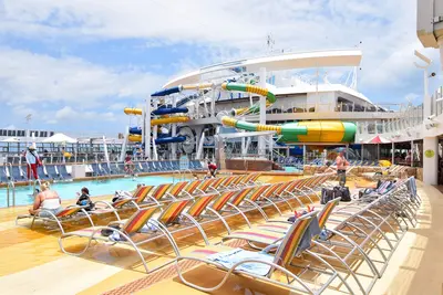 Pool deck and slides on Harmony