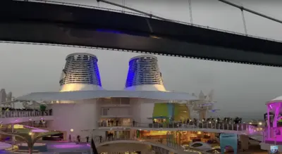 Video shows Royal Caribbean's new cruise ship barely passed under a bridge