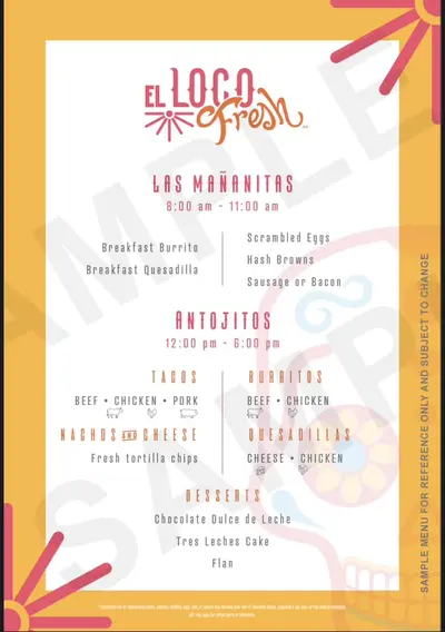 El Loco Fresh menu