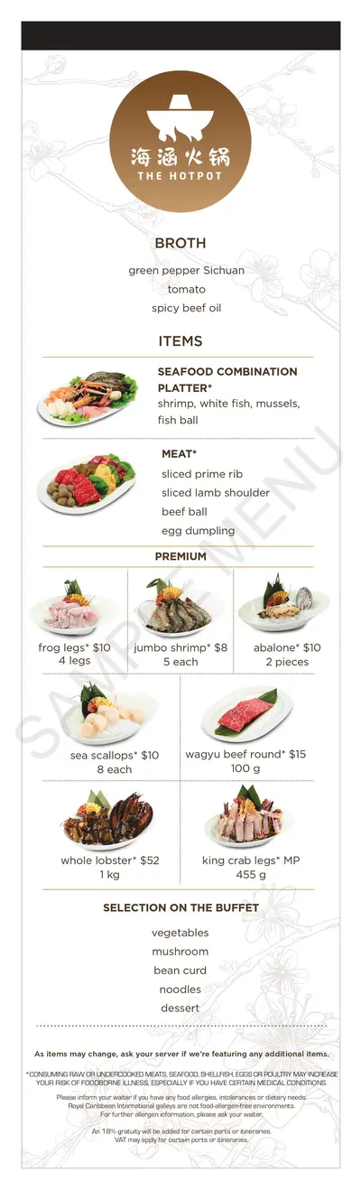 Hot Pot menu