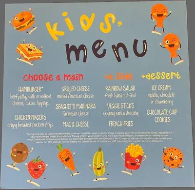 Kids menu