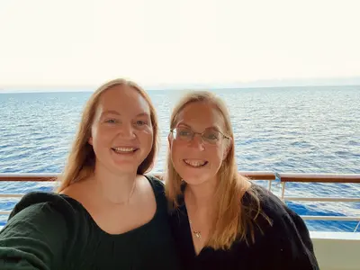 Angie and Patty on a cruise