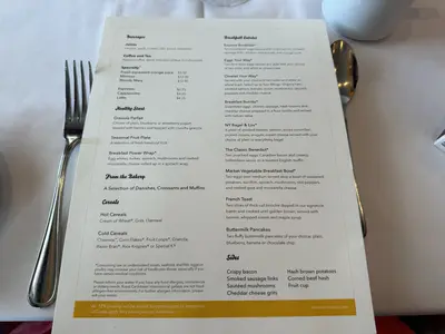 Main Dining Room breakfast menu