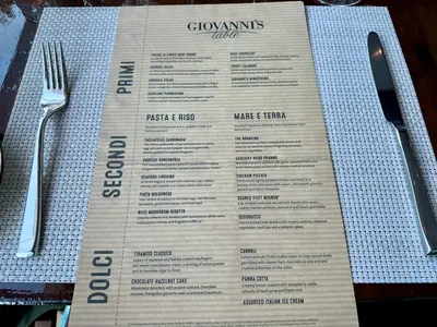Giovanni's Table dinner menu