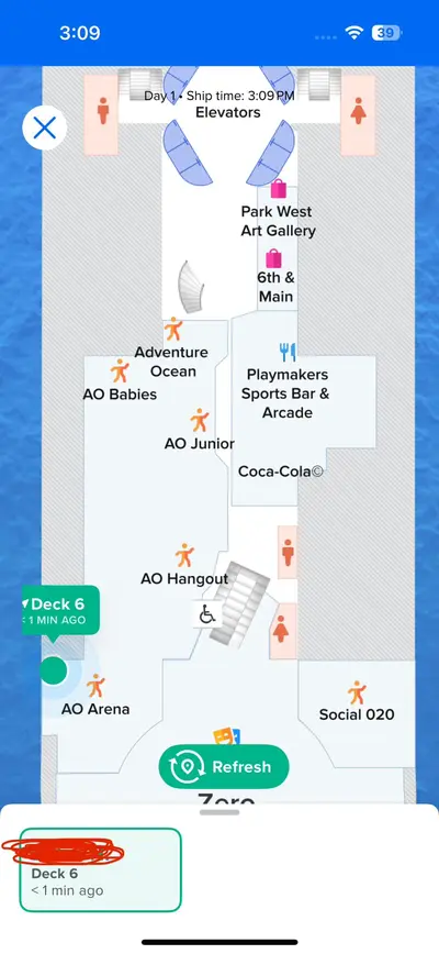 Kidfinder in Royal Caribbean app