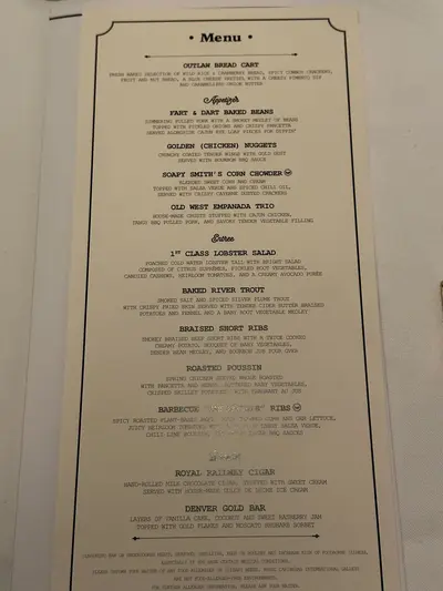 Royal Railway menu