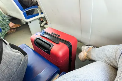 suitcase on a train