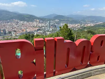 Bilbao sign at top of mountain