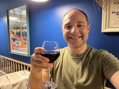 Matt enjoying wine