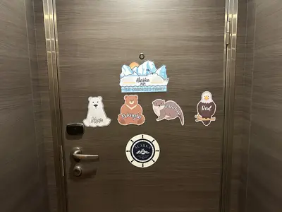 Magnets on a stateroom door onboard Quantum of the Seas