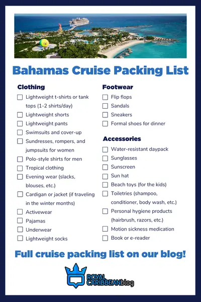 Bahamas Cruise Packing List