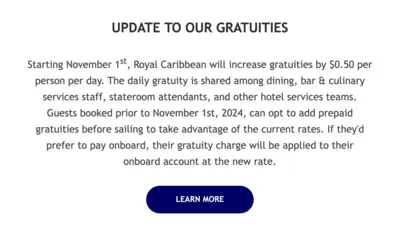 Gratuity increase notice