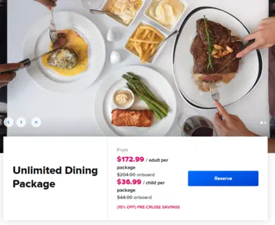 Dining package price