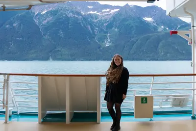 Jenna on Promenade deck in Alaska