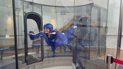 Elizabeth skydiving on Quantum of the Seas